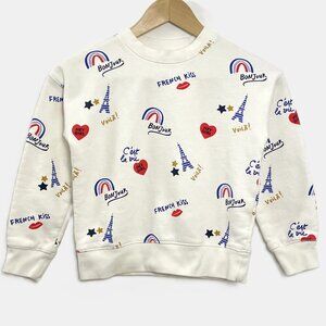 Monoprix Sweatshirt Girls 10 Paris Themed Graphic